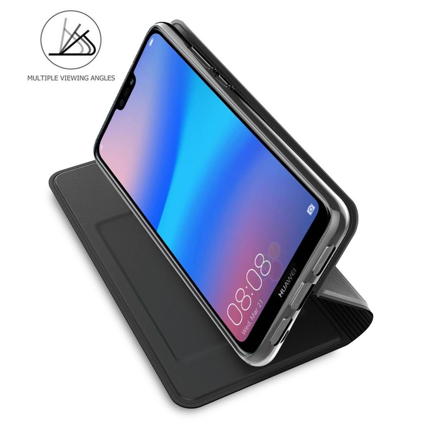 CoolGadget Handyhülle Magnet Case Handy Tasche für Huawei P20 Lite 5,8 Zoll, Hülle Klapphülle Ultra Slim Flip Cover für P20 Lite Schutzhülle