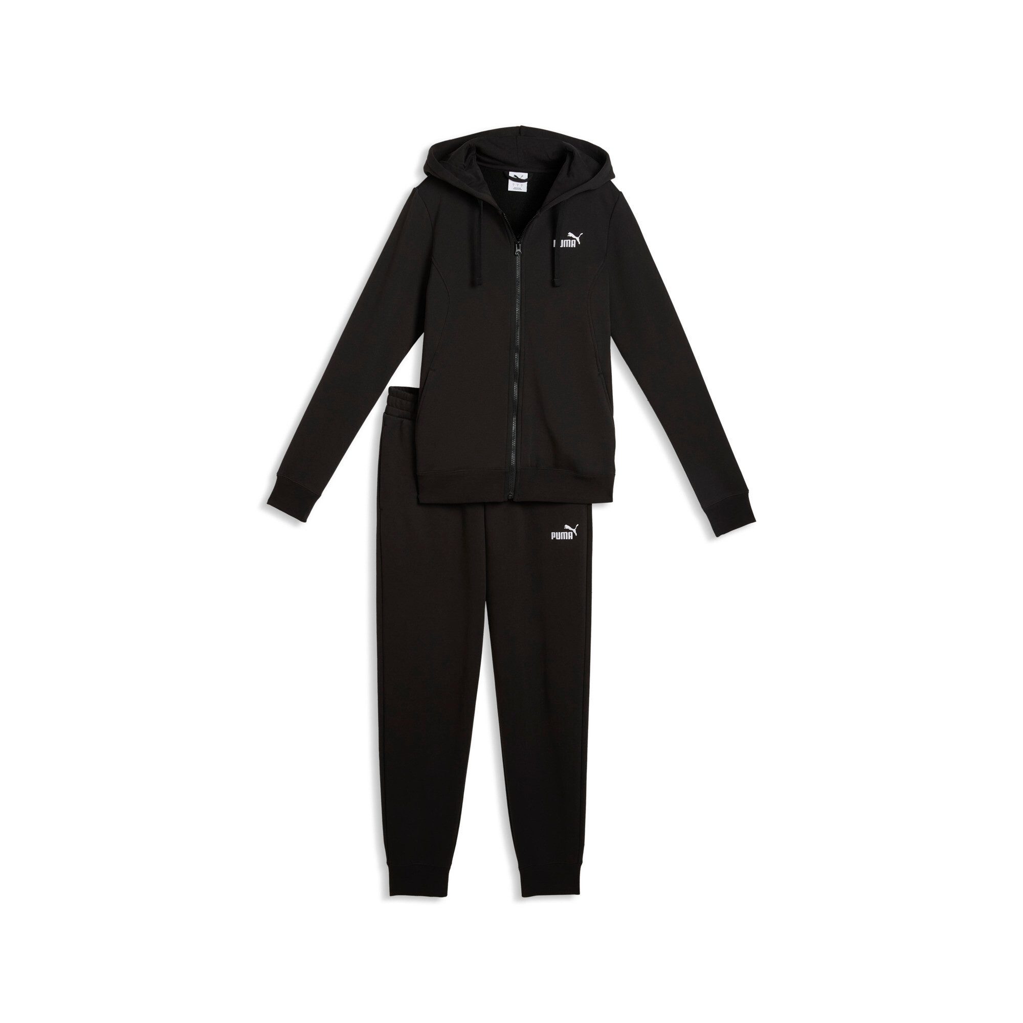 PUMA Trainingsanzug HOODED SWEAT SUIT FULL-ZIP FL CL (2-tlg), 2-teiliges Set, mit Kapuze, Langarm-Oberteil, aus Baumwollmischung