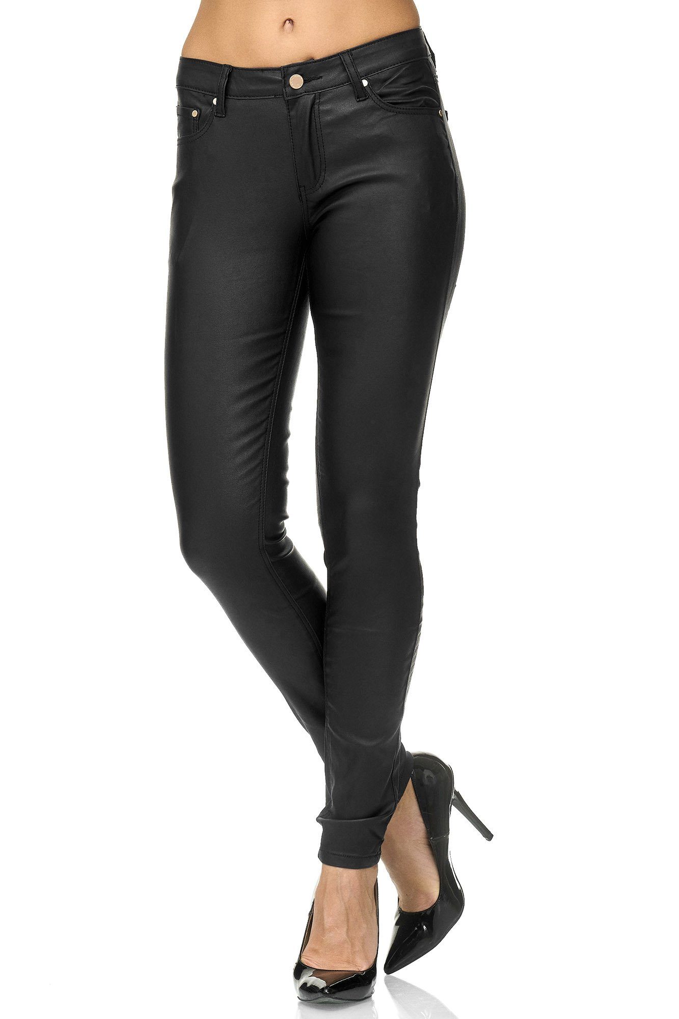 Elara Lederhose Elara Damen Hose Kunstleder günstig online kaufen