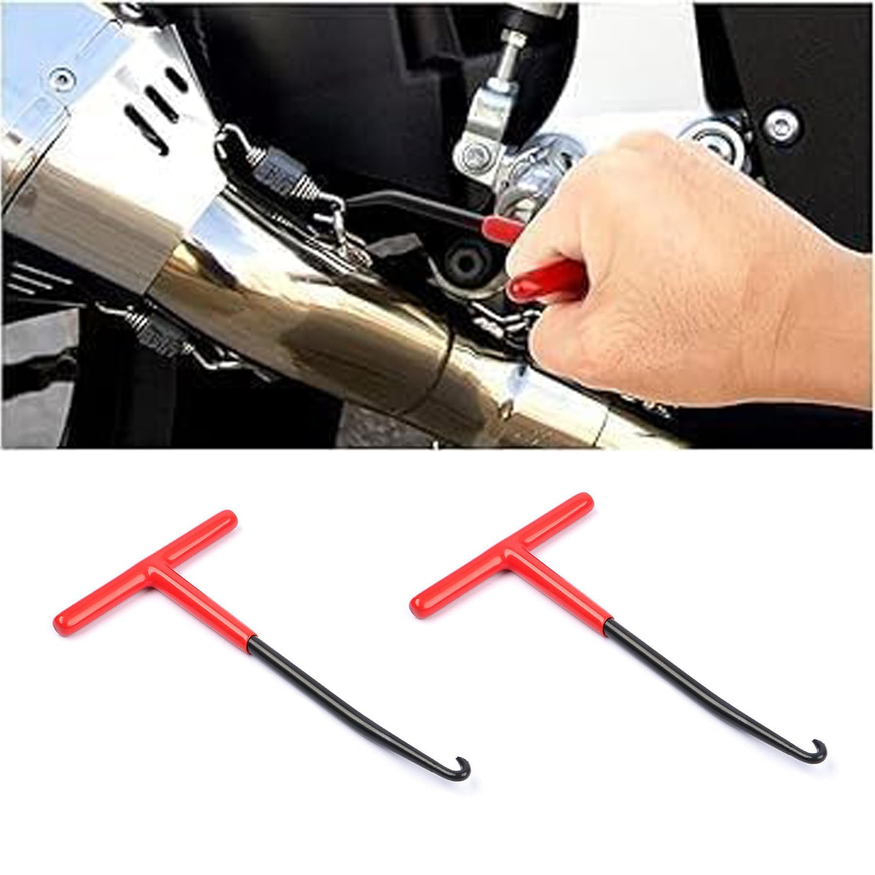 FOUORTUNATE-BEE Montagewerkzeug 2er Auspufffederzieher Set T-Griff Federhaken Motorrad Werkzeug, (2-tlg), Federzieher für Motorrad Auspuff Bremse Fahrrad Werkstatt Set