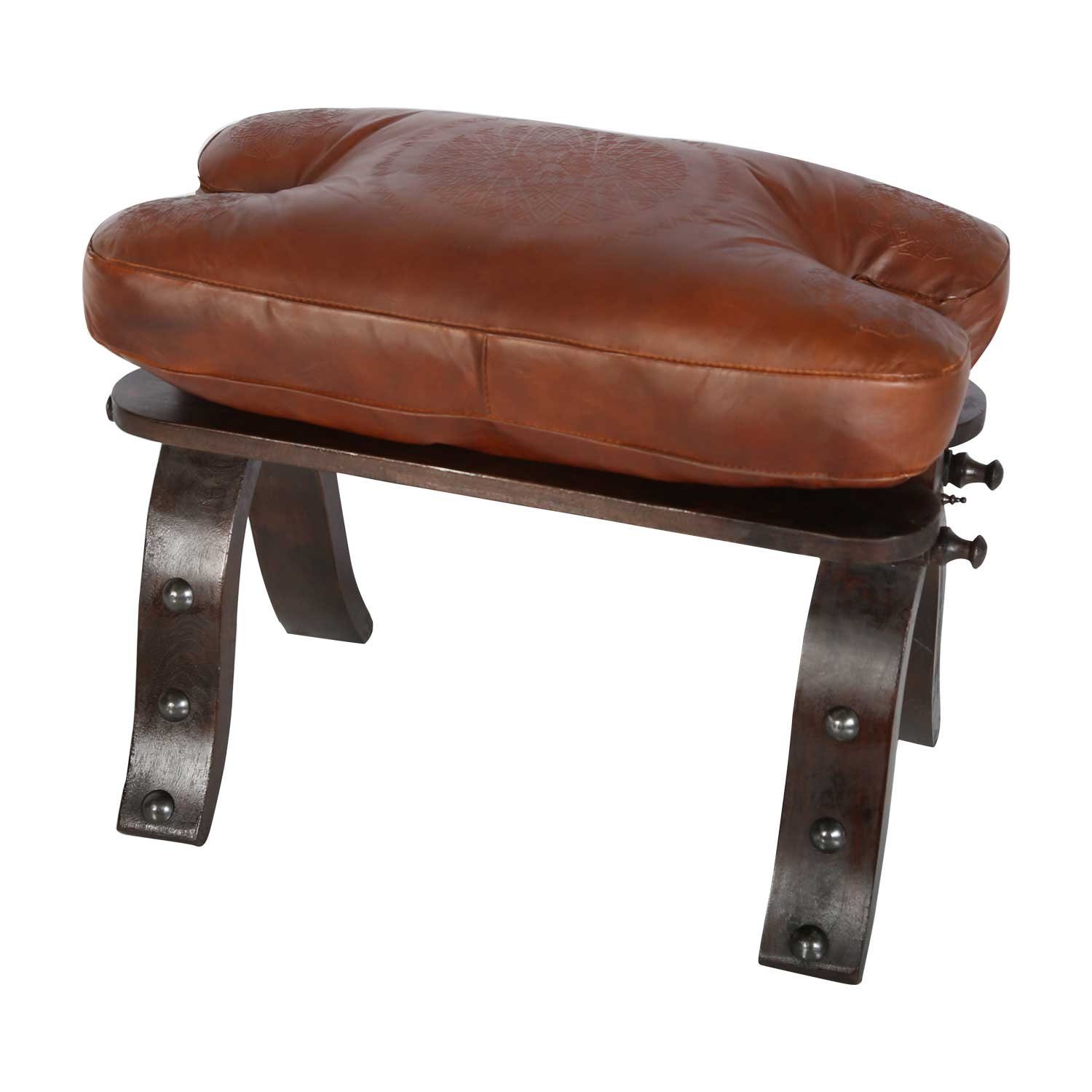 Casa Moro Hocker Marokkanischer Kamelhocker Sadia mit Echtleder Sitzkissen günstig online kaufen