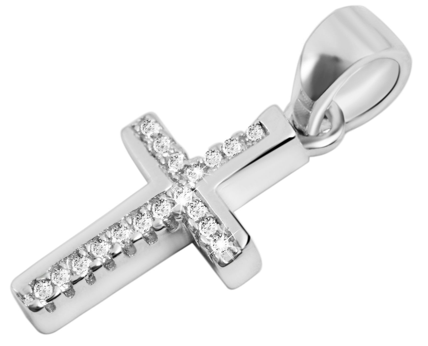 Kettenanhänger Anhänger – Kreuz Kreuzanhänger aus 925 Silber mit Zirkonia