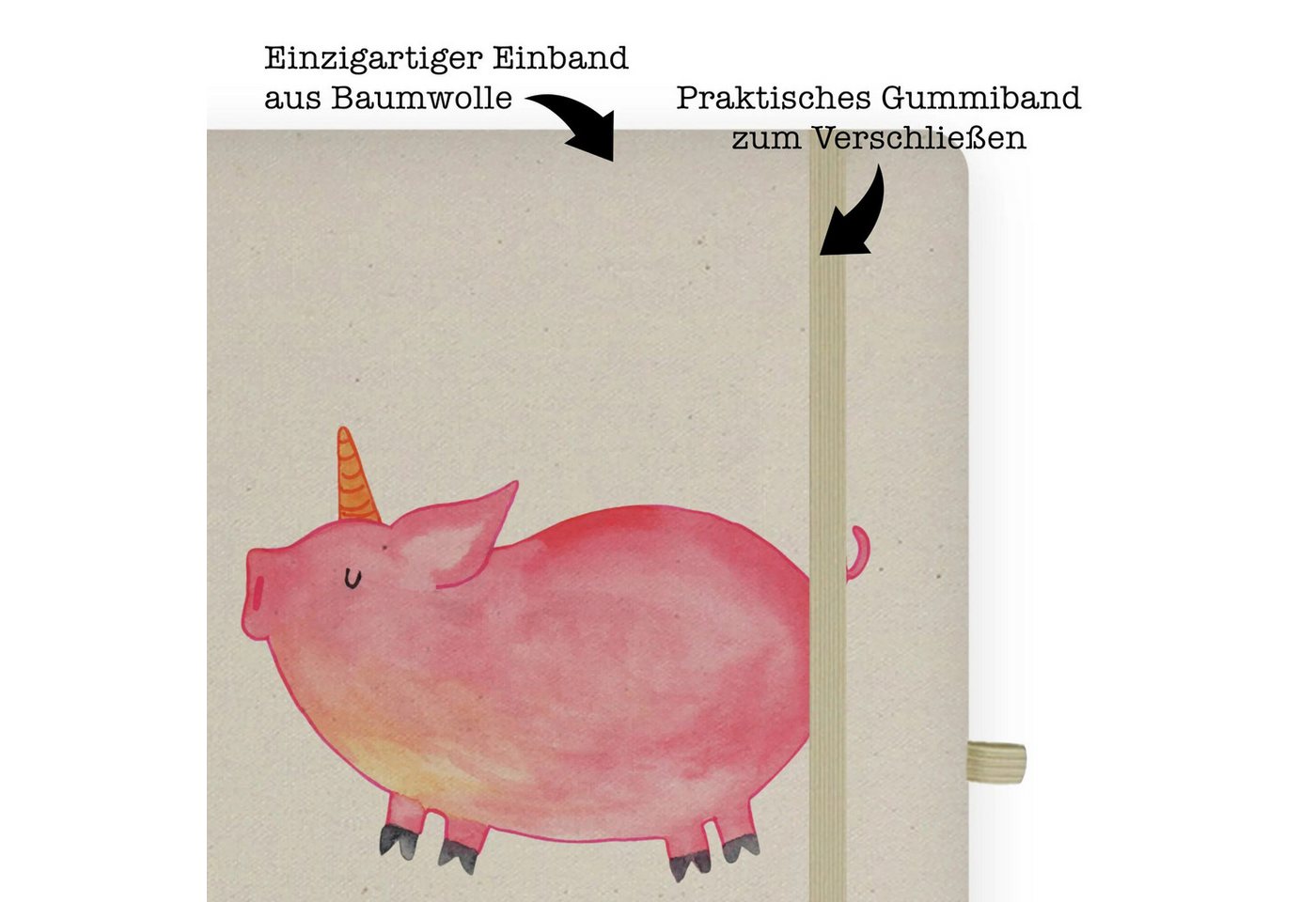 Thumbnail - Mr. & Mrs. Panda Notizbuch Einhorn Schwein - Transparent - Geschenk, DIN A4 Notizbuch, Baumwoll Mr. & Mrs. Panda, Kreati...