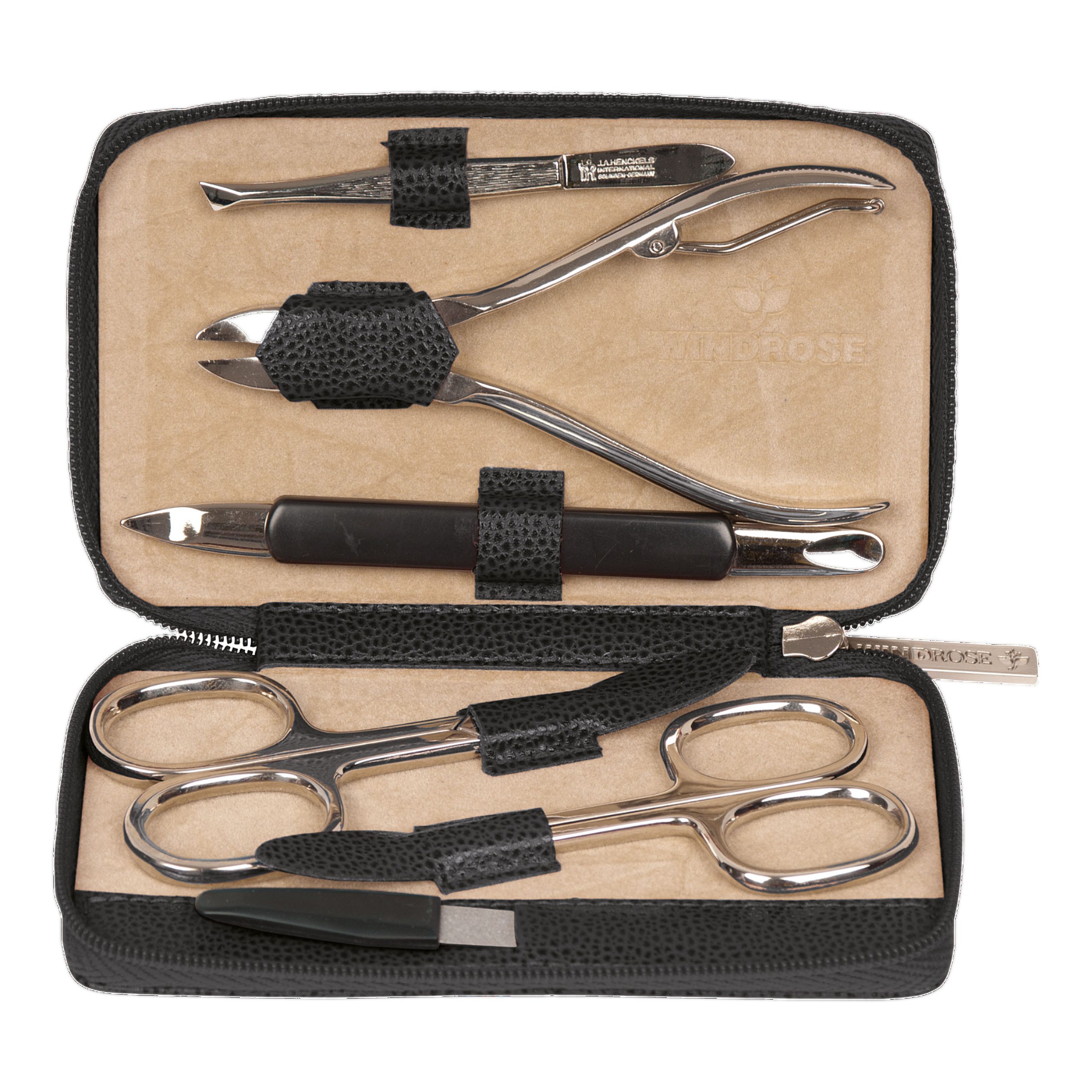 WINDROSE Maniküre-Etui 6-teiliges Maniküretui Beluga, Bestückung aus dem Hause Becker/Solingen