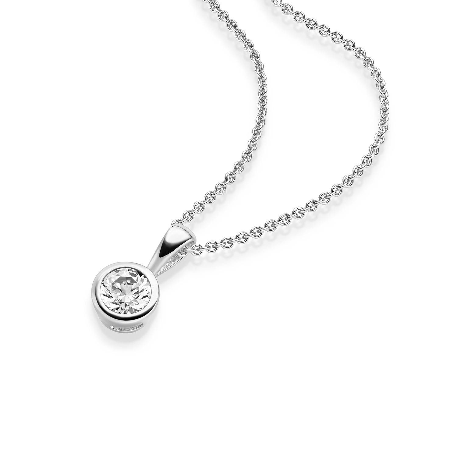Amoonic Kette mit Anhänger Damen Halskette aus Silber 925 mit Zirkonia-Stein Anhänger Silberkette (inkl. Schmucketui), Silberkette Gold Rosegold vergoldet Geschenk Liebe Freundin