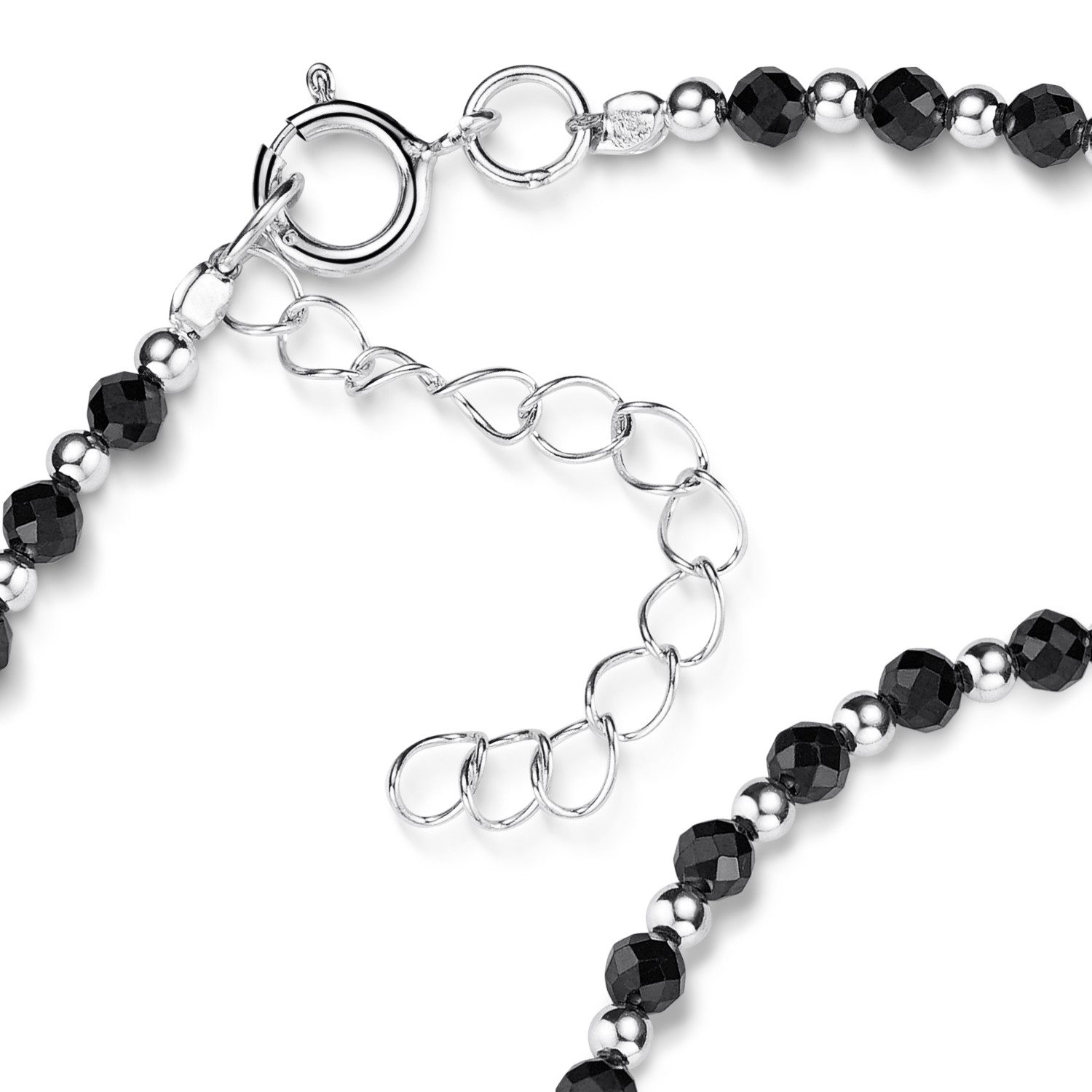 Materia Armkette Damen Edelstein Spinell schwarz SA-151, 925 Sterling Silber, größenverstellbar
