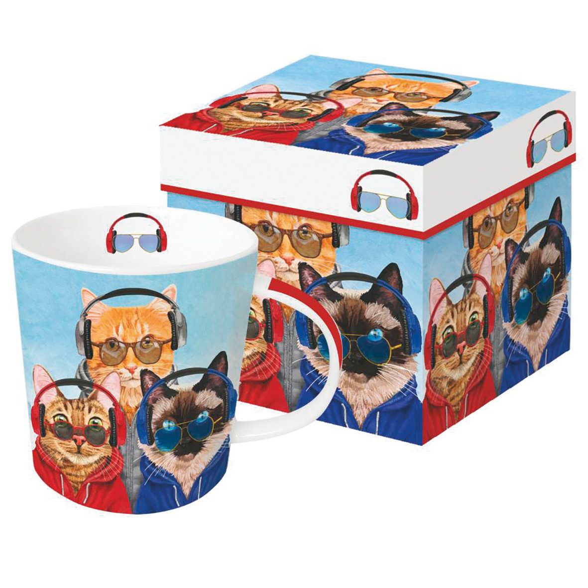 ppd PAPERPRODUCTS DESIGN GmbH Tasse Chillin Cats Trendmug Porzellanbecher mit Geschenkkarton, 1-tlg.