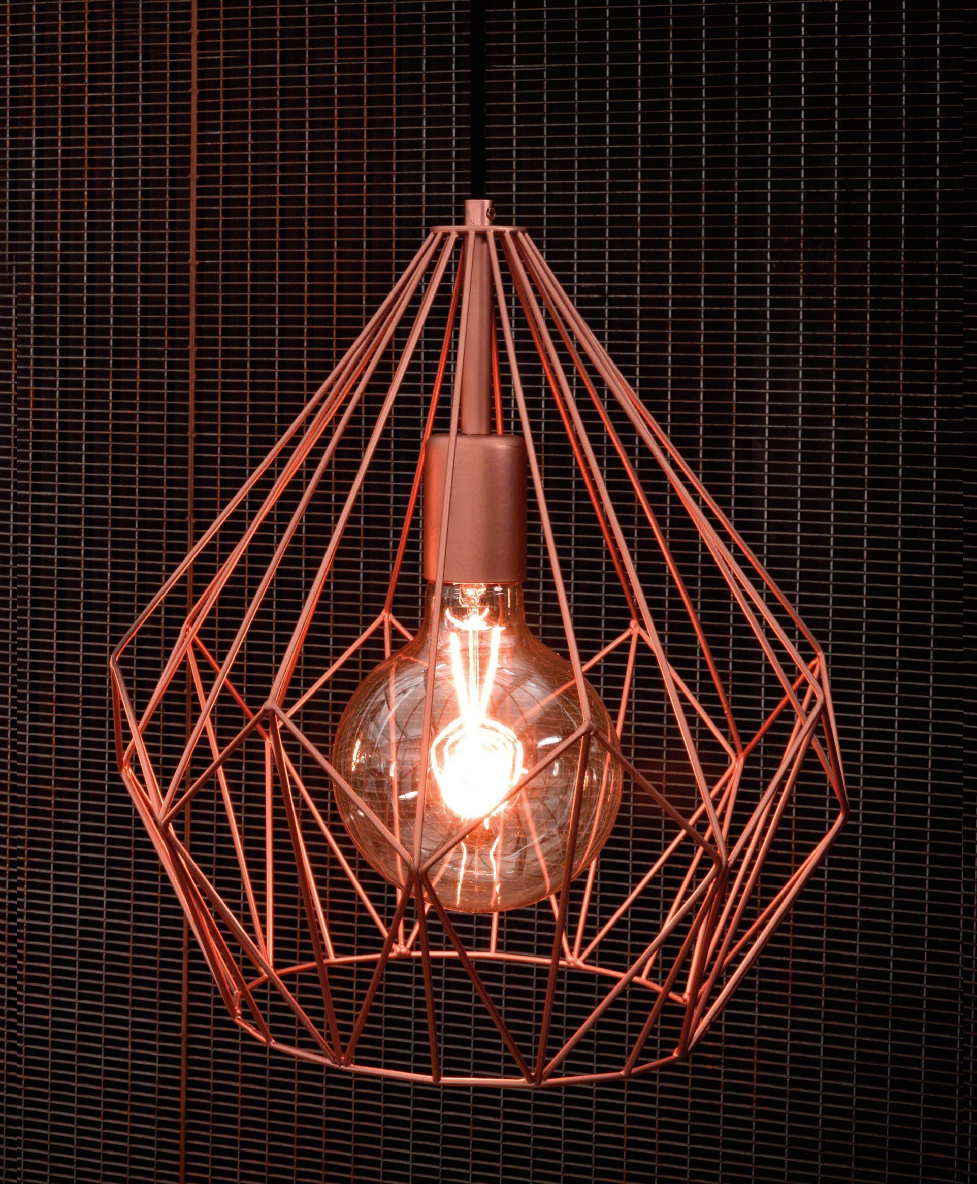 EGLO Pendelleuchte CARLTON Hängeleuchte, Kupfer, Stahl, exkl. Leuchtmittel, Retro, ohne Leuchtmittel, Vintage Pendellampe, 1 flammig, Drahtgeflecht, Industrial, 110x31cm