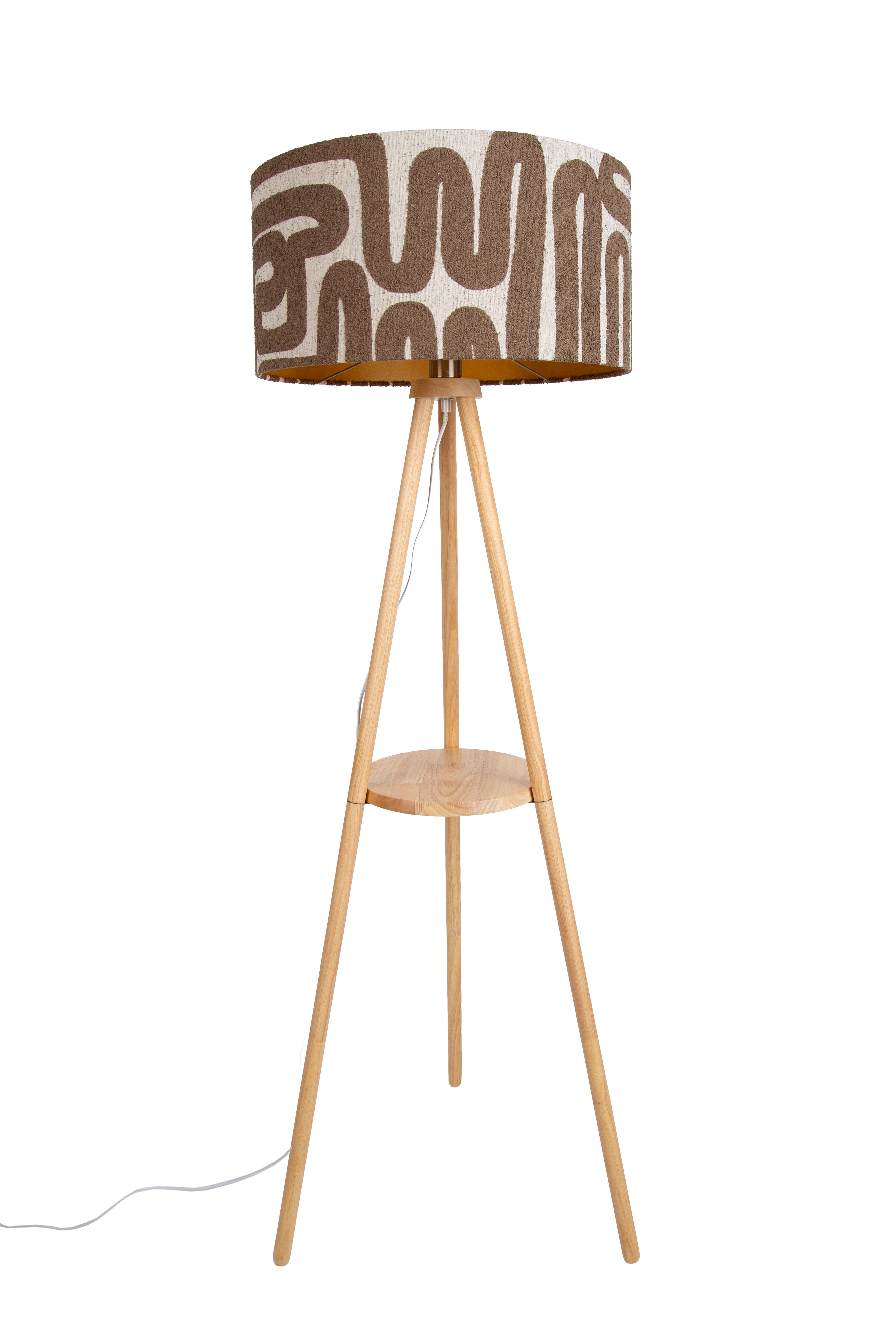 Qazqa Stehlampe Lou, ohne Leuchtmittel, E27, Braun, Skandinavisch, Holz, 1-flammig