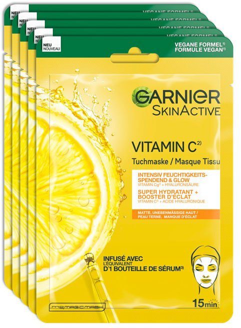 GARNIER Tuchmaske VITAMIN C TUCHMASKE, mit Vitamin C, für alle Hauttypen
