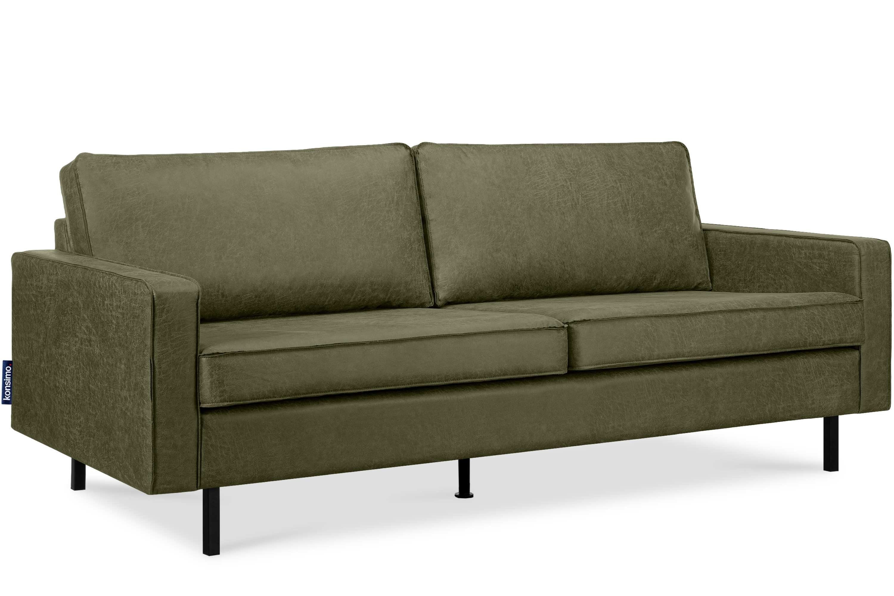 hohen | | 3-Sitzer Hergestellt EU in Metallfüßen, grün Echtleder, grün Grundschicht: grün INVIA Dreisitzer-Sofa, auf Konsimo