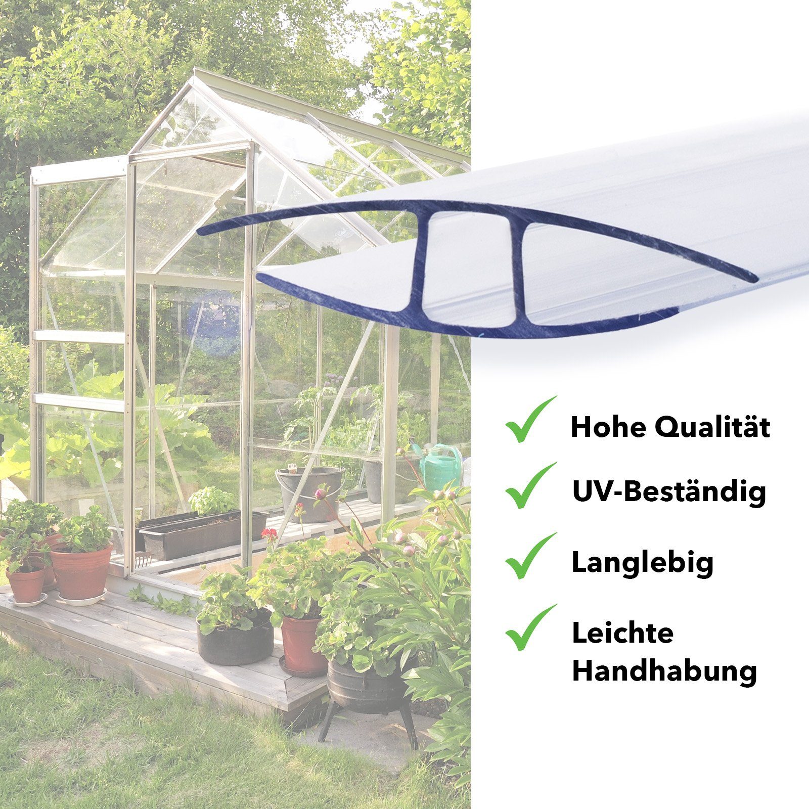 Kubus Doppelstegplatte Verbinder Doppelstegplatten, H-Profil, 121 cm Länge – Bild 4 von 5