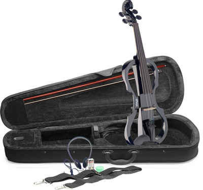 Stagg E-Violine 4/4 E-Violin Set mit schwarzer E-Violine, Softcase und Kopfhörer