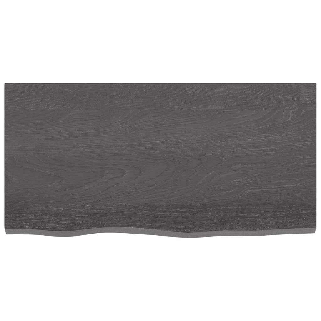 Eiche 80x40x(2-4)cm furnicato Tischplatte Behandelt Dunkelgrau Massivholz
