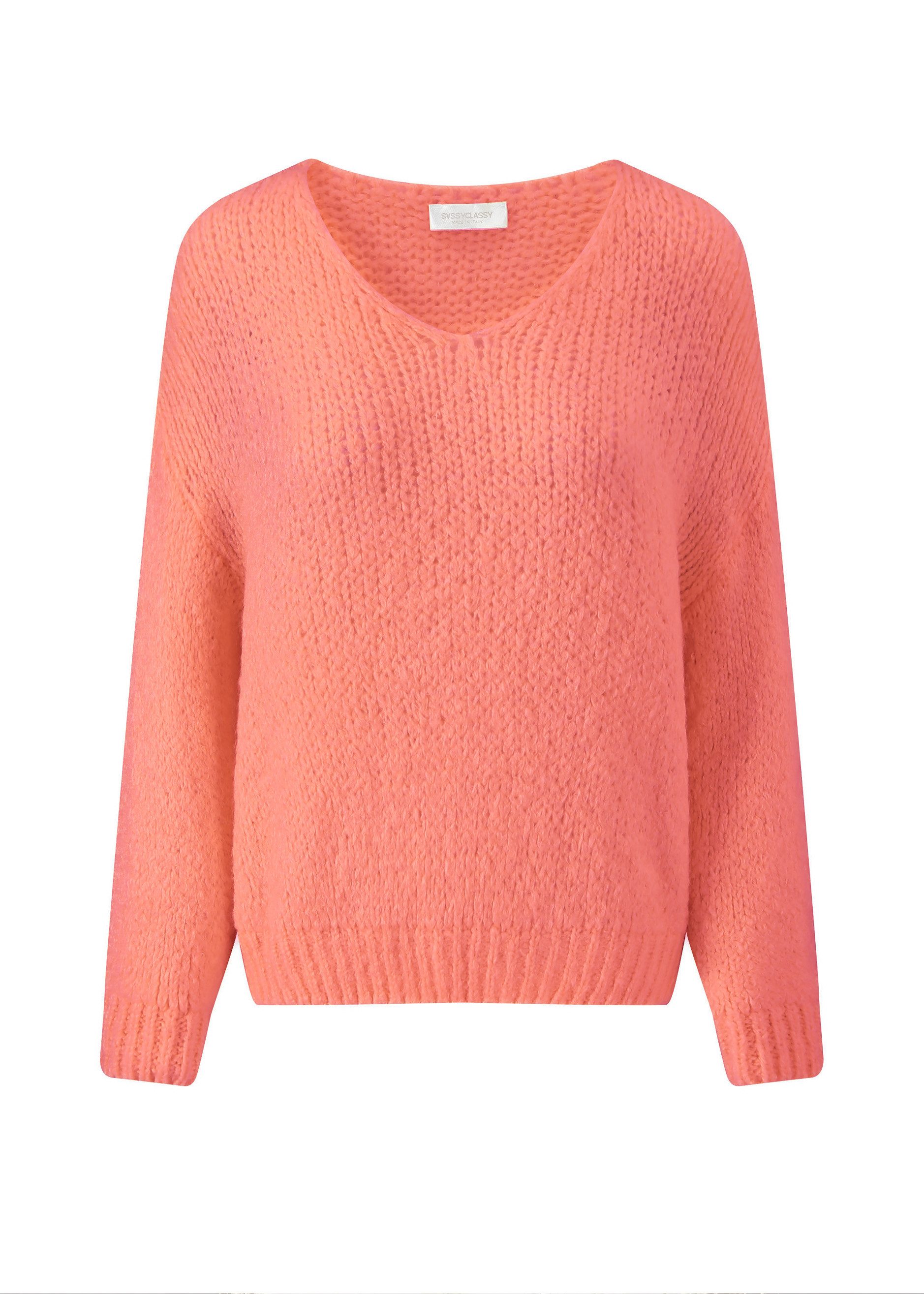 SASSYCLASSY Strickpullover Oversize Pullover mit V-Ausschnitt günstig online kaufen