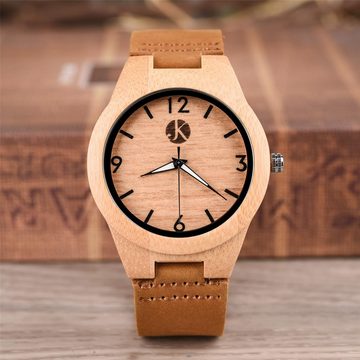 Kim Johanson Quarzuhr Classic Wood, aus Holz mit Lederarmband