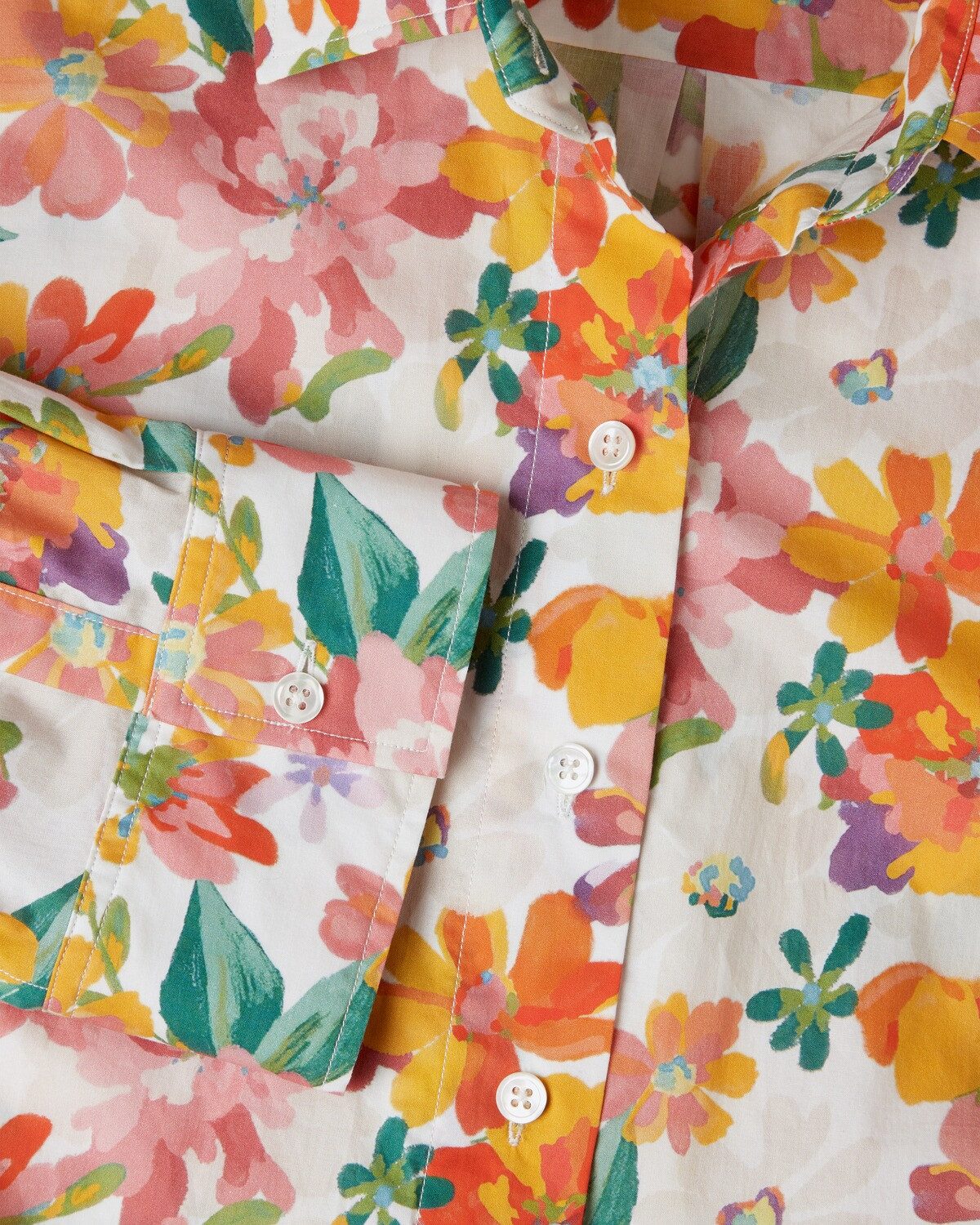 Highmoor Hemdbluse Lange Leinenbluse mit Blumenmuster