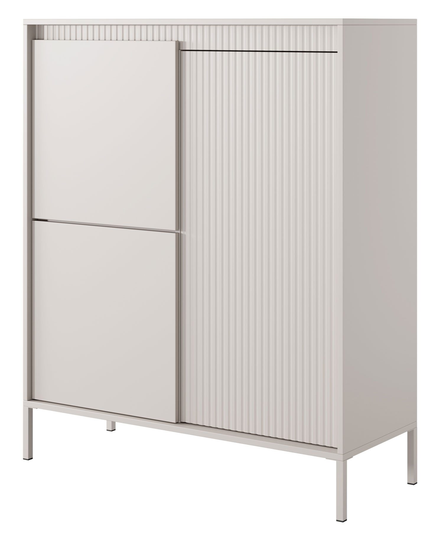 Feldmann-Wohnen Highboard Senso (Senso, 1 St., Highboard, Farbe beige), 104x40x124cm Farbe beige Grifflos