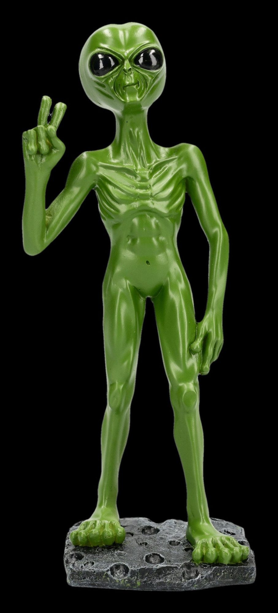 Figuren Shop GmbH Dekofigur Alien Figur Peace-Zeichen - Science Fiction Statue Dekofigur 19 cm
