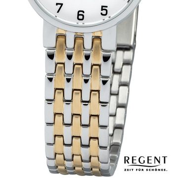 Regent Quarzuhr Regent Damen Uhr F-1158 Metall Armband-Uhr, (Analoguhr), Damen Armbanduhr rund, klein (ca. 24mm), Metallarmband