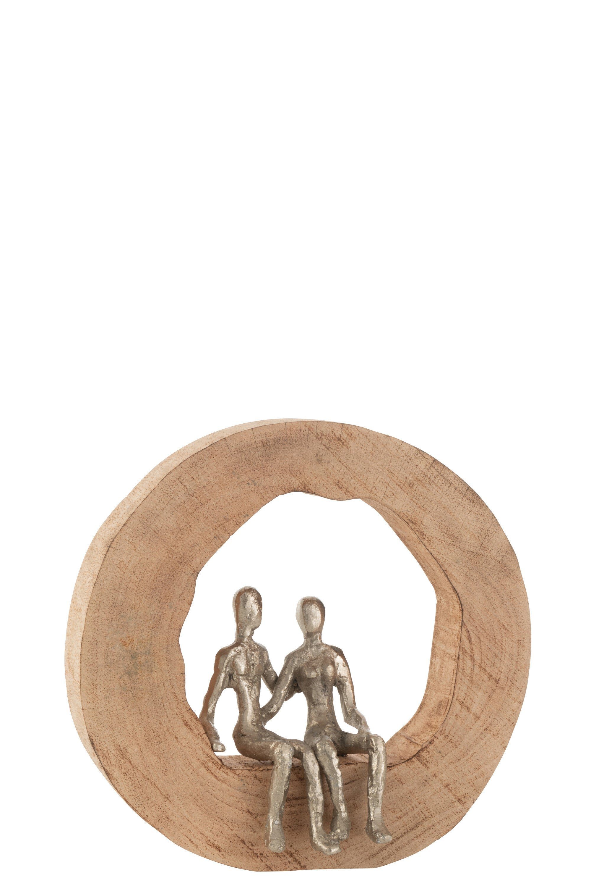 Sitzende Skulpturen 2er Silbernes Paar auf Metall Romantische Dekoobjekt Set GILDE Natu