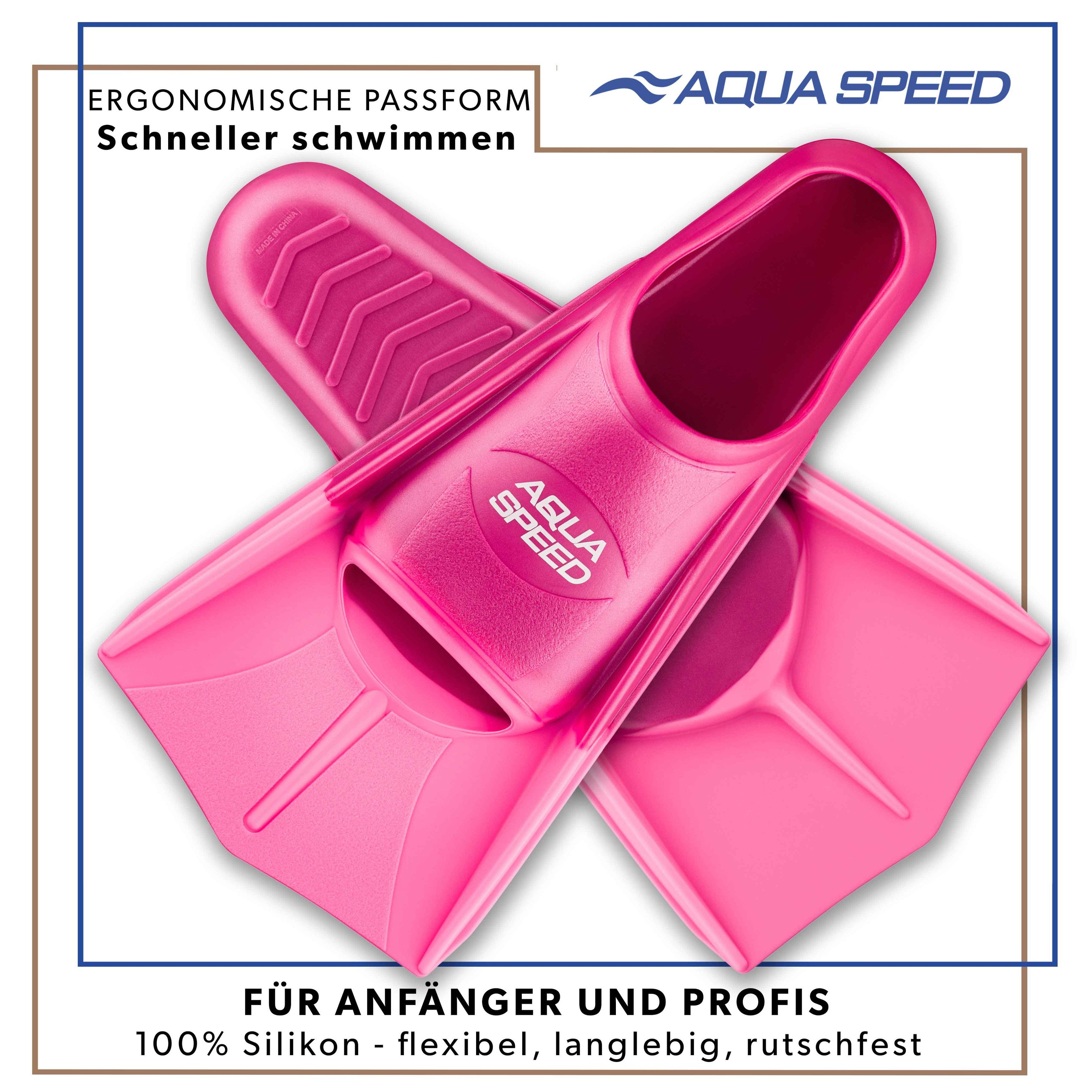 Aqua Speed Flosse Kurze Trainingsflossen Hoher Vortrieb Perfekt für Schwimmtraining, Maximale Kraftübertragung durch verstärkte Seitenelemente