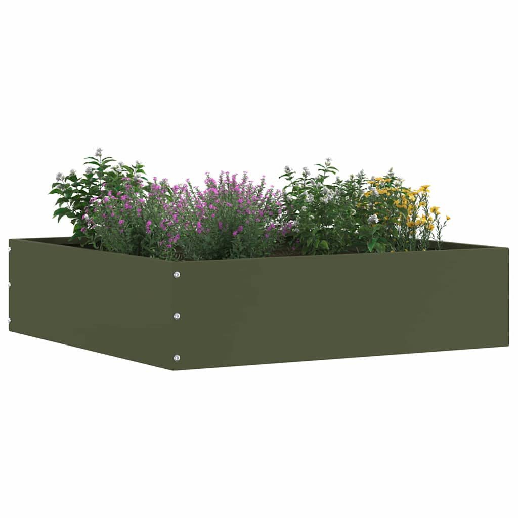 vidaXL Beetumrandung Raseneinfassung 6 Stk. 50 x 50 x 13 cm Stahl Olive Grün