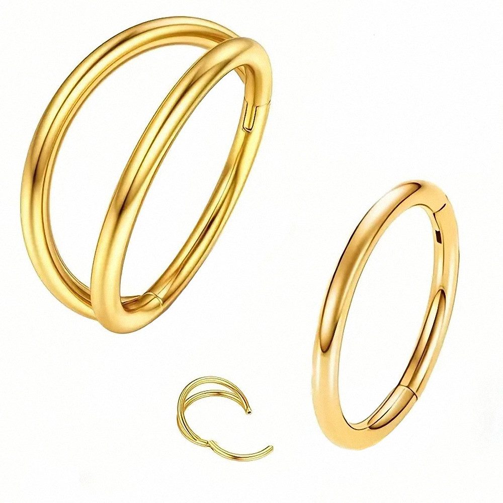 Nasenpiercing 2er Set Septum Piercing Helix Daith Ohr Doppel Ring Scharnier Clicker