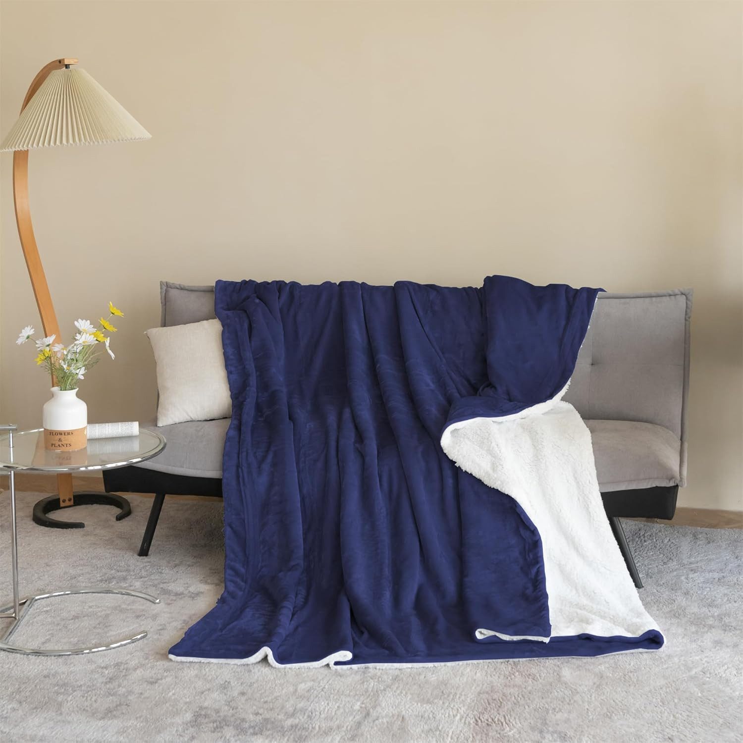 Wohndecke Kuschelige Wohndecke Fleecedecke mit Sherpa-Futter günstig online kaufen