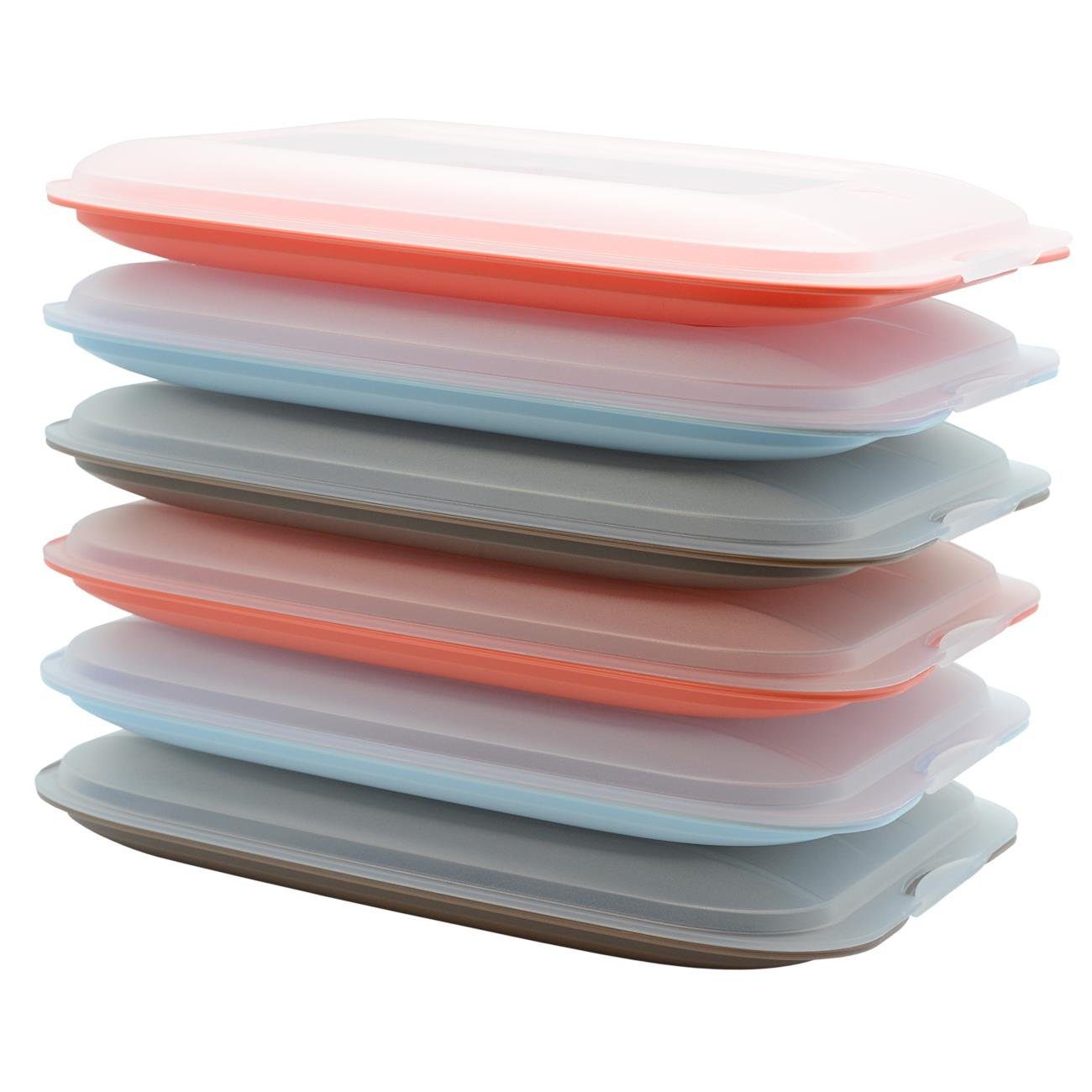 Engelland Frischhaltedose Aufschnittdosen, Kühlschrankbox, Kunststoff, (Vorteils-Set, 6-tlg., mit transparentem Deckel), stapelbar, platzsparend, Ordnung im Kühlschrank, Organizer, Stapelbox