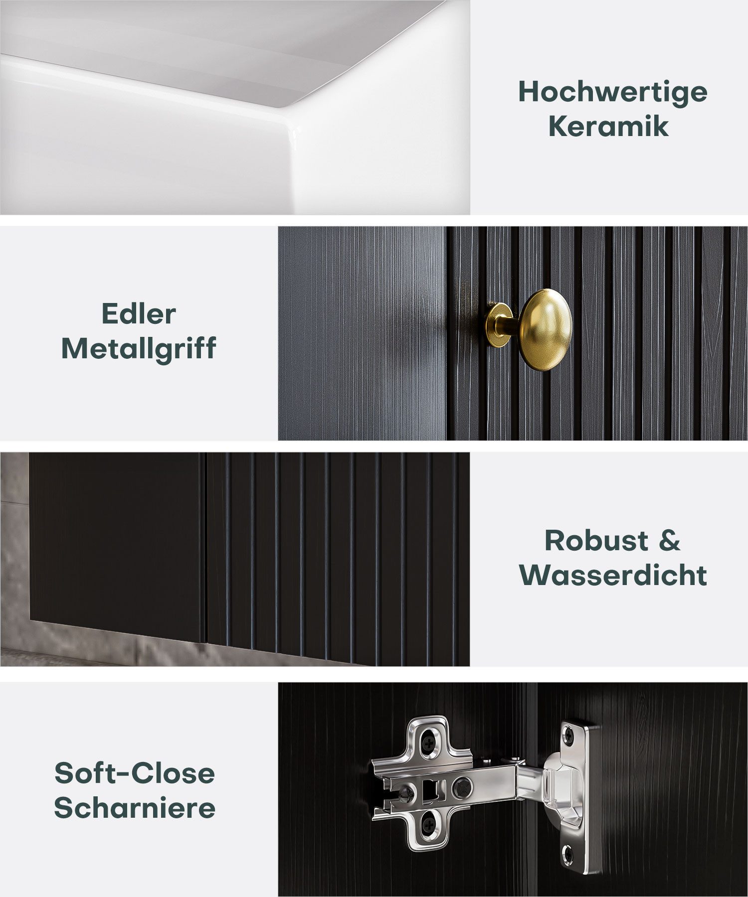 Yorbay Waschtisch Badmöbel Waschtischunterschrank (Breite 55 cm, Badschrank mit Waschbecken), Waschbecken mit Waschtisch für kleine Badezimmer – Bild 5 von 5