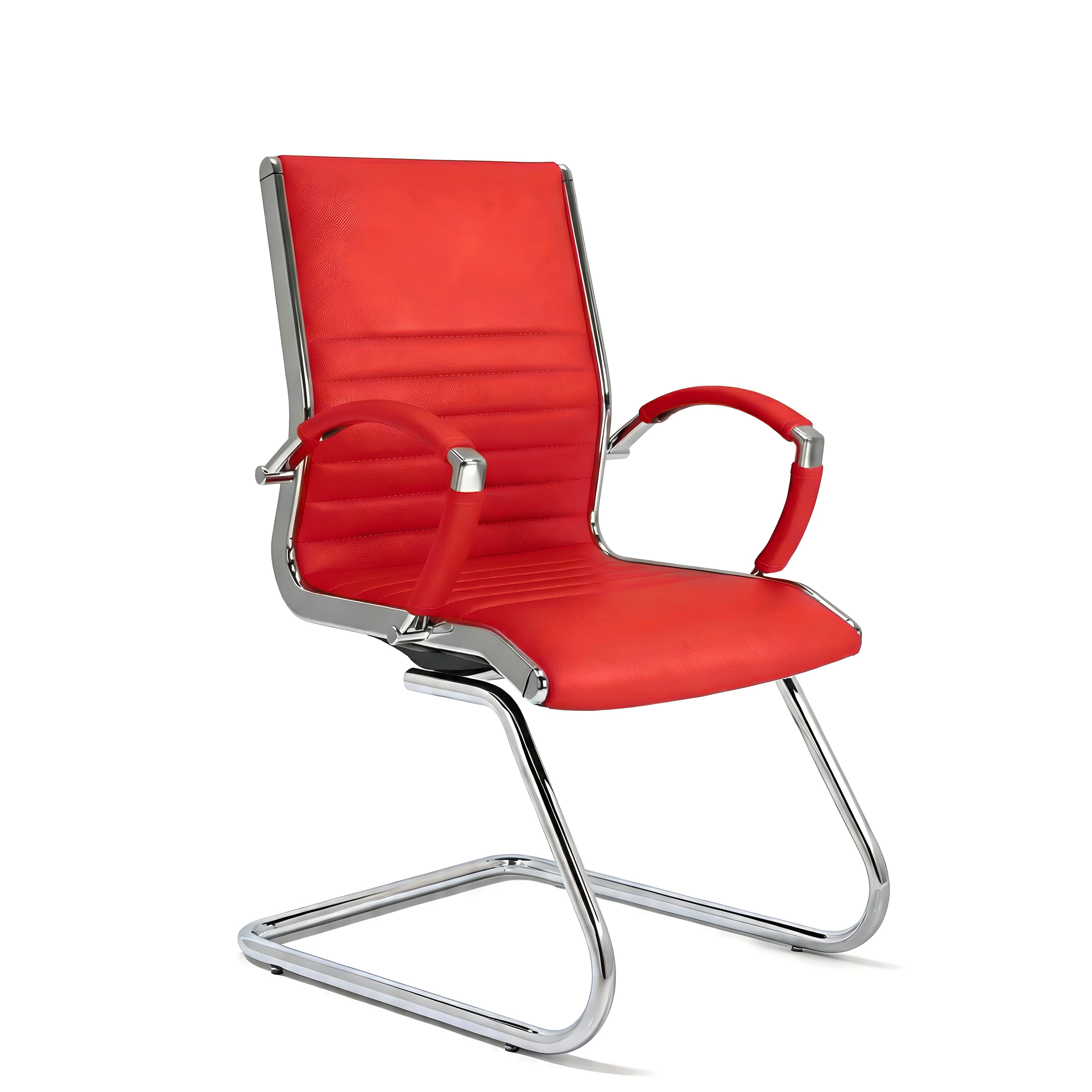 Versee Besucherstuhl VERSEE Montreal Konferenzstuhl Leder, 150kg belastbar, ergonomisch (Freischwinger für Home Office und Büro), mit Lendenstütze, gepolstert, hervoragende Freischwingereigenschaften