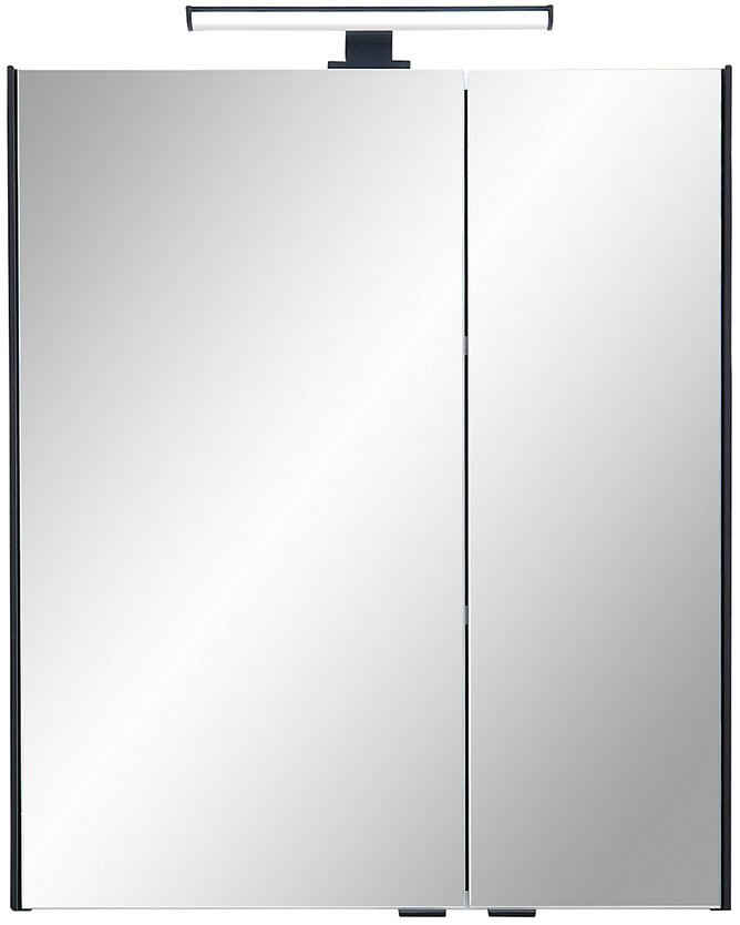 Saphir Badezimmerspiegelschrank Quickset 395 Badschrank, 2 Spiegeltüren, 2 Einlegeböden, 60 cm breit inkl. LED-Beleuchtung, Türdämpfer, Schalter-/Steckdosenkombination