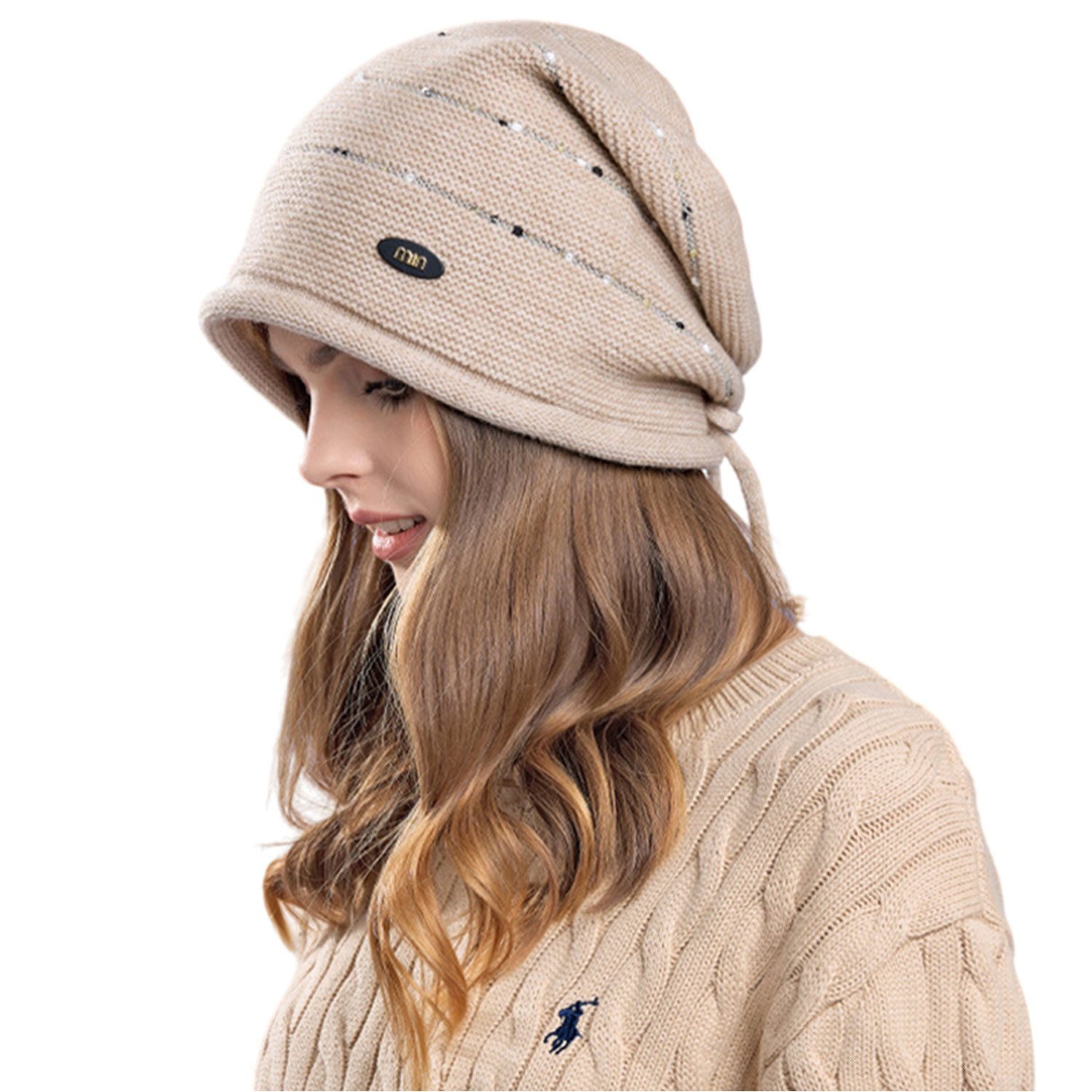 Refttenw Strickmütze Verstellbare Beanie-Mütze, Skimütze, lockere Mütze günstig online kaufen