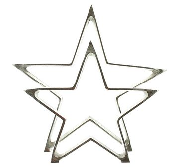 Dekoleidenschaft Dekostern aus Aluminium in silber mit Antik-Finish, Dekofigur, Weihnachtsdeko, 2 St., im Set 30 + 39 cm hoch Winterdeko, Tischdeko, Fensterdeko, Sternendeko