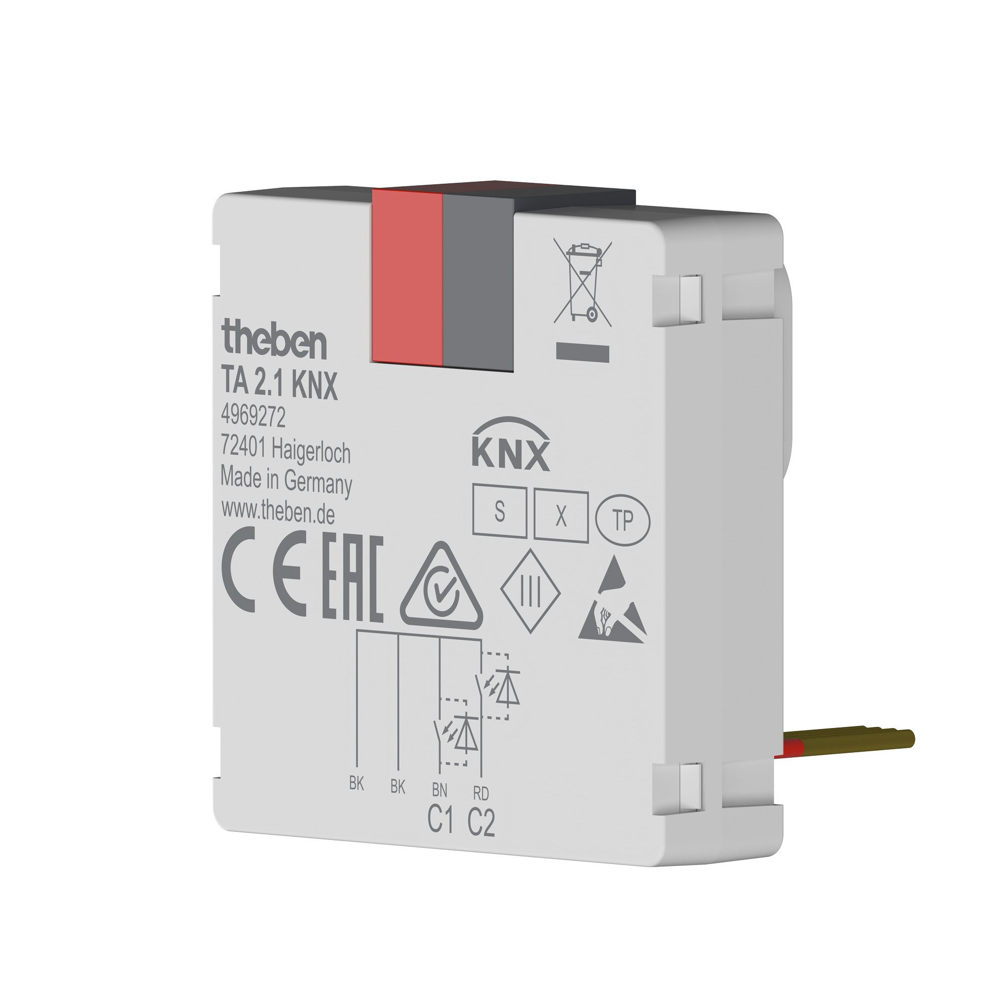 theben TA 2.1 KNX Smart-Home-Steuerelement, 2-fach Binäreingang, KNX TP, Data Secure, bis 30m Leitung