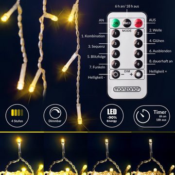 monzana Lichterkette, Regenlichterkette Fernbedienung 10m 200 LED warmweiß IP44