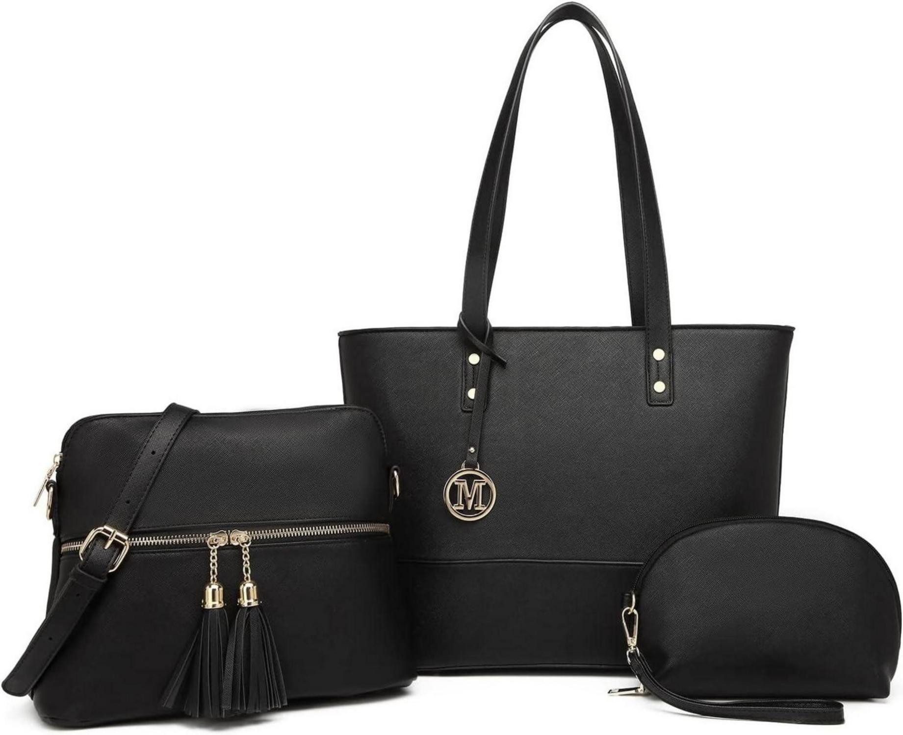 Handtasche Damen Handtasche Henkeltasche 3 Stück Set große Shopper Umhängetasche