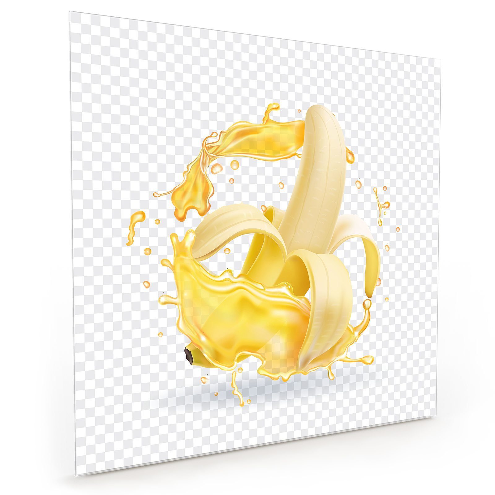 Primedeco Küchenrückwand Küchenrückwand Spritzschutz Glas mit Motiv Bananensplash