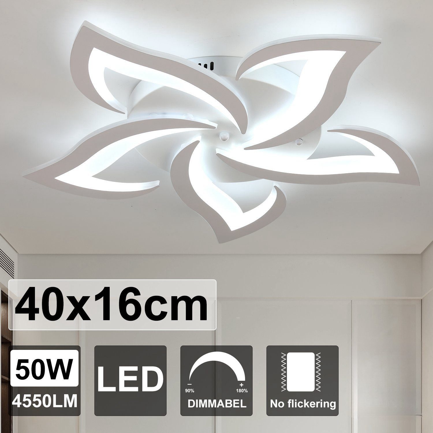 LETGOSPT Deckenleuchte 50W LED-Deckenleuchte, dimmbar, Wohnzimmerlampe mit günstig online kaufen
