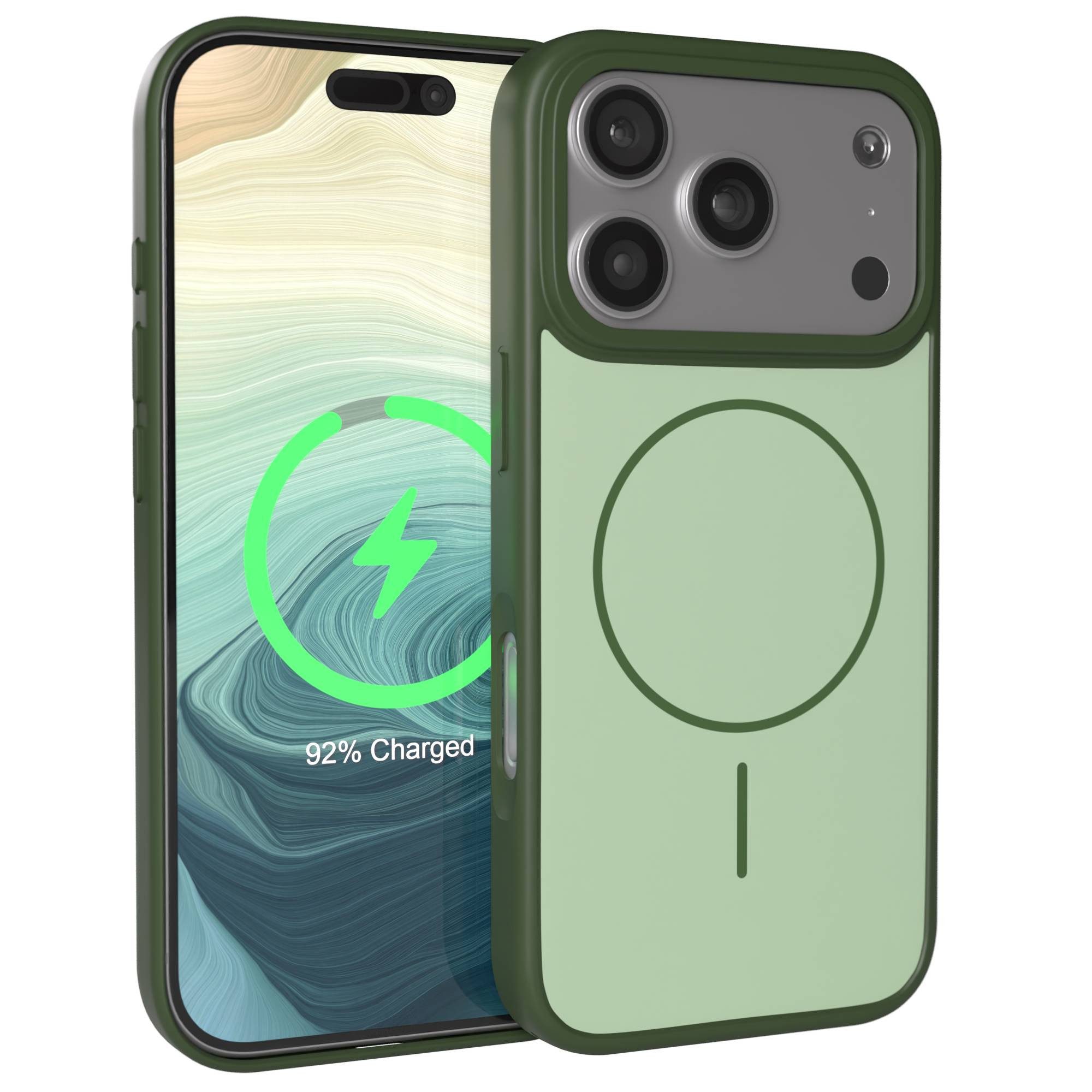 EAZY CASE Handyhülle Slim Outdoor MagSafe Case für Apple iPhone 17 Pro 6,3 Zoll, Outdoor Case mit Magnetring & sicherem Halt in Dunkelgrün