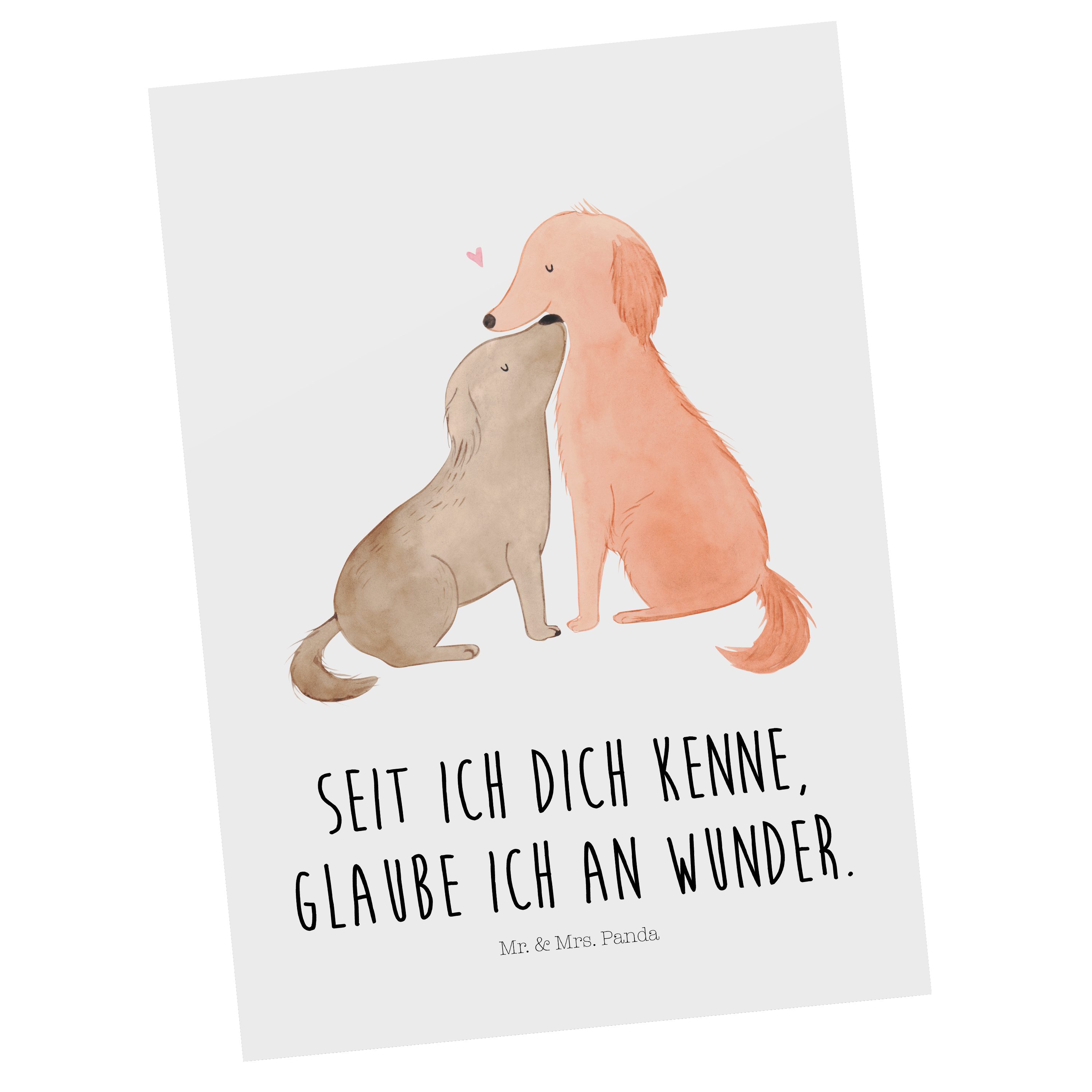 Mr. & Mrs. Panda Postkarte Hunde Liebe - Weiß - Geschenk, Sprüche, Vertrauen, Dankeskarte, Einla