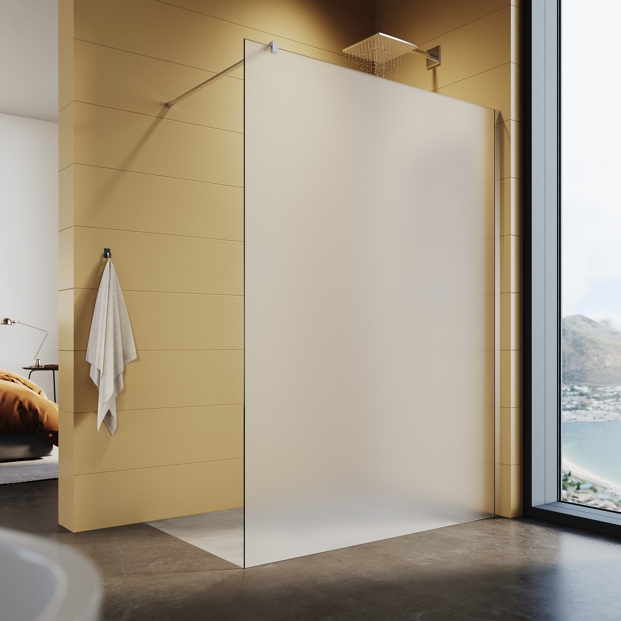 SONNI Walk-in-Dusche Walk-In Dusche,Vollsatiniert/ Teilsatiniert Glas,80-140cm,Höhe: 200cm, 8mm NANO ESG GLAS