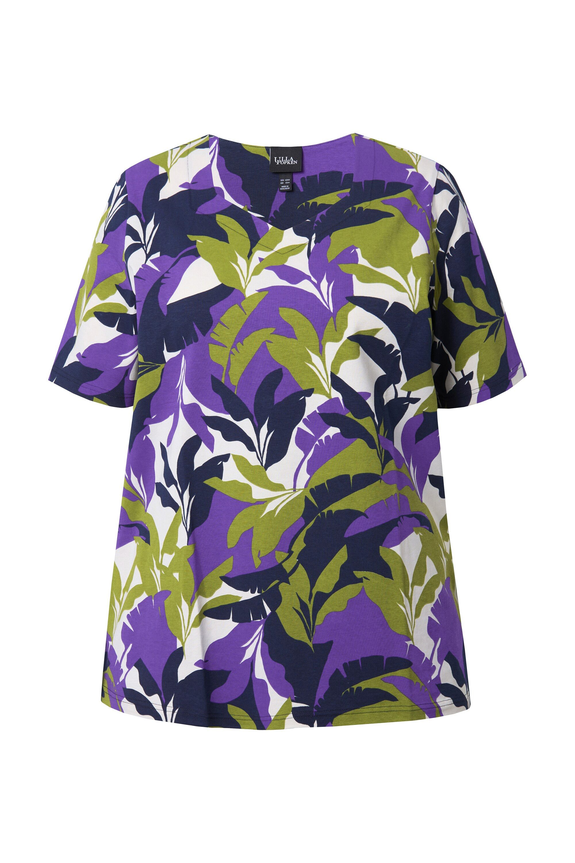 Ulla Popken T-Shirt T-Shirt Blätter A-Linie günstig online kaufen