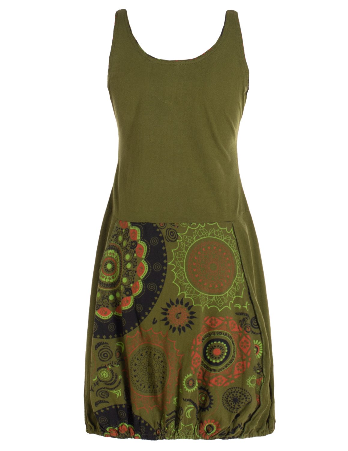 Vishes Ballonkleid Damen mittellanges Kleid Baumwolle geometrisches Muster günstig online kaufen