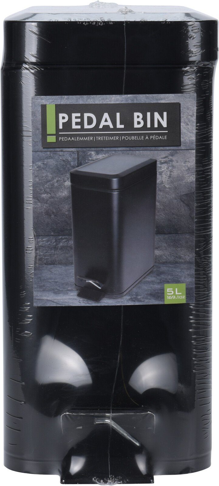 Koopman Mülleimer Abfalleimer Metall 5 L Schwarz Tretpedal Kosmetik, Treteimer, Kosmetikeimer, Tretpedal, Badeimer, 5 Liter