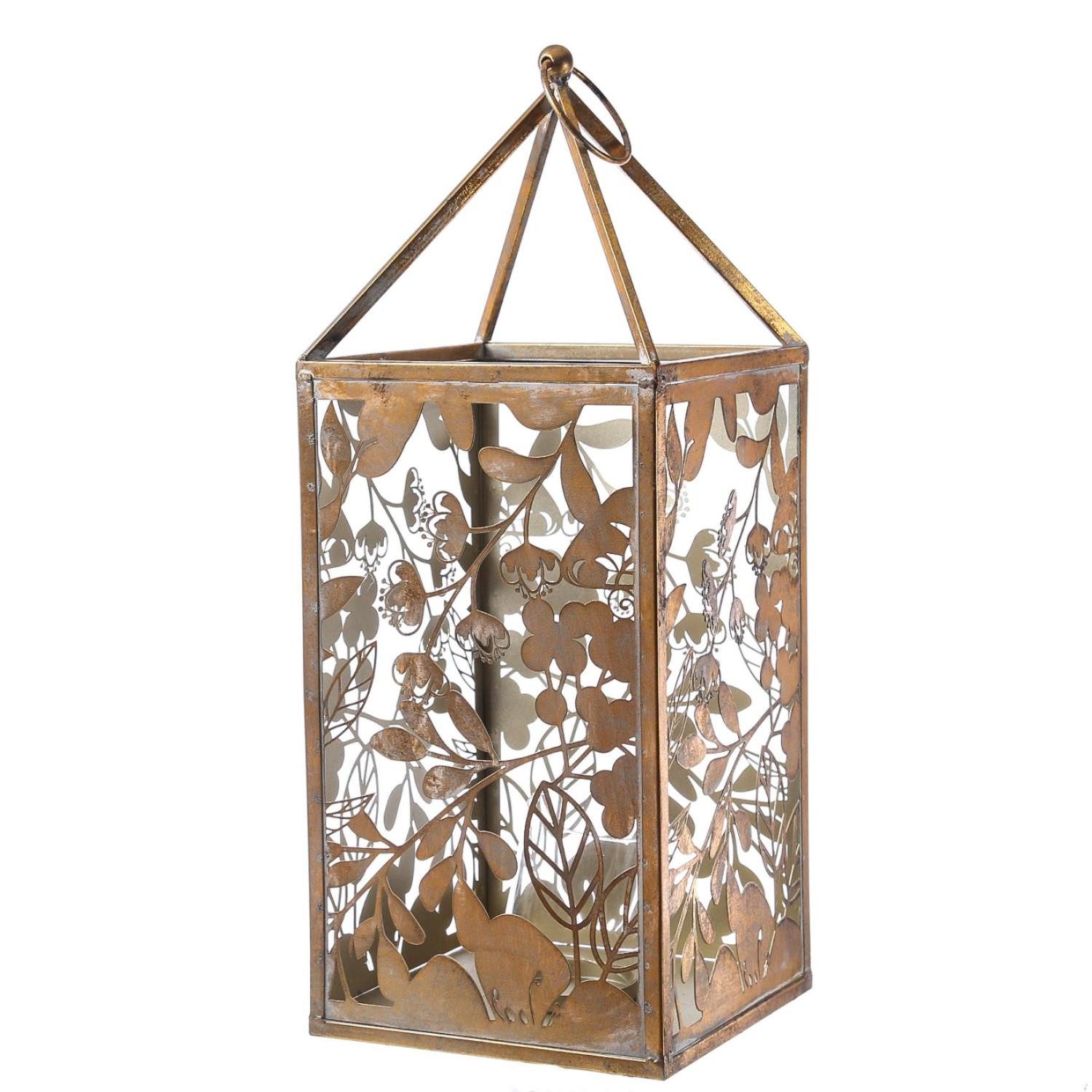MARELIDA Laterne Laterne Wildrose Windlicht Kerzenhalter Metall Blumenmotiv H: 55cm (1-St)