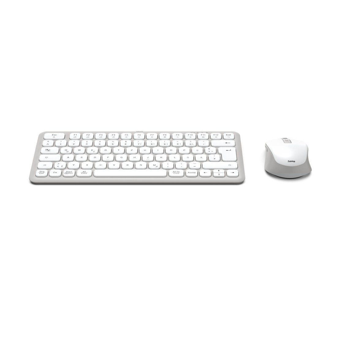 Hama Kabelloses Tastatur-Maus-Set "WKM-500" Tastatur- und Maus-Set, (Multi Device, 2x Bluetooth, 1x Funk, DE, weiß, klein)
