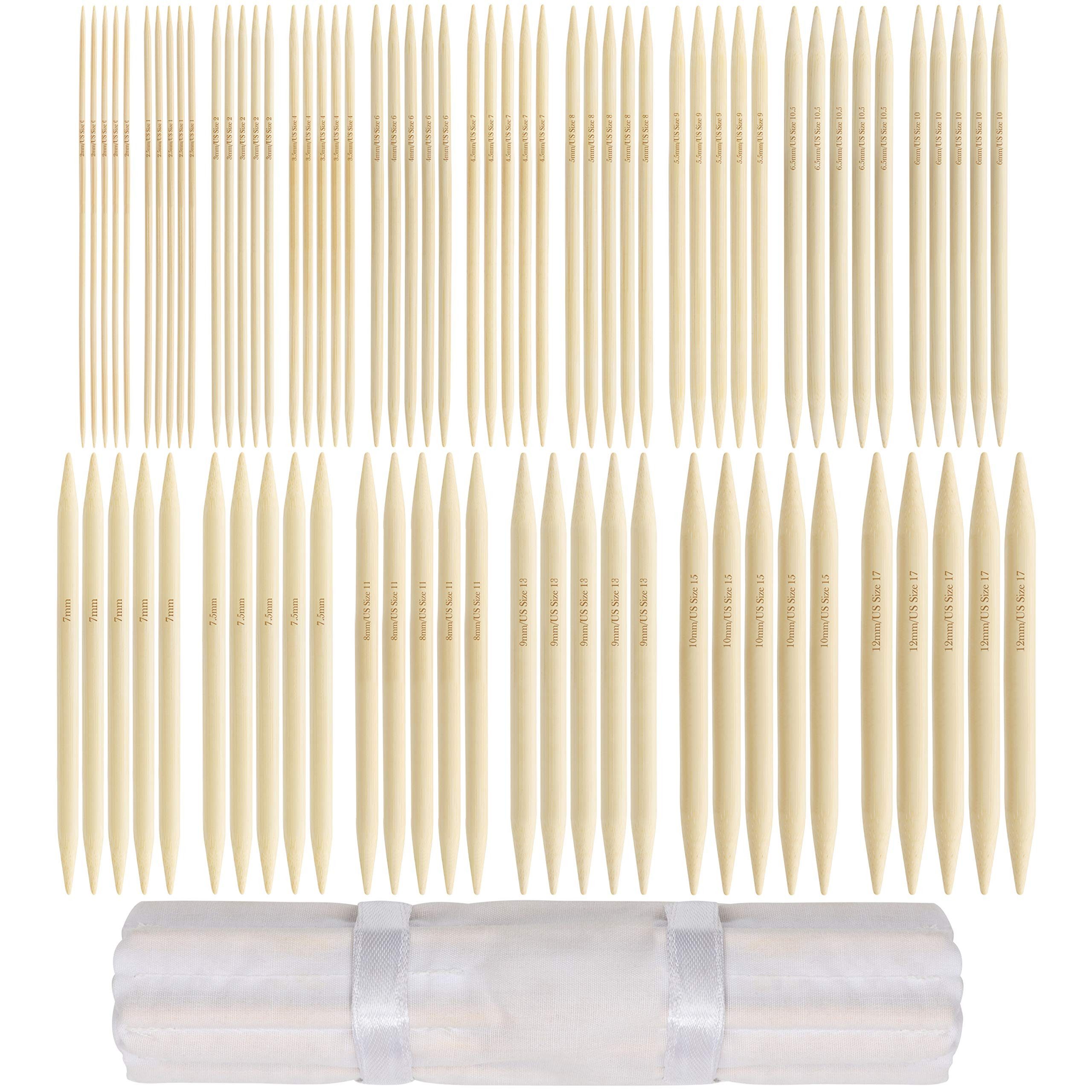 Curtzy Вязальные спицы Bambus Вязальные спицы Set - 80 Stück, Größen 2-12 mm, 25 cm Длина, 1 St.