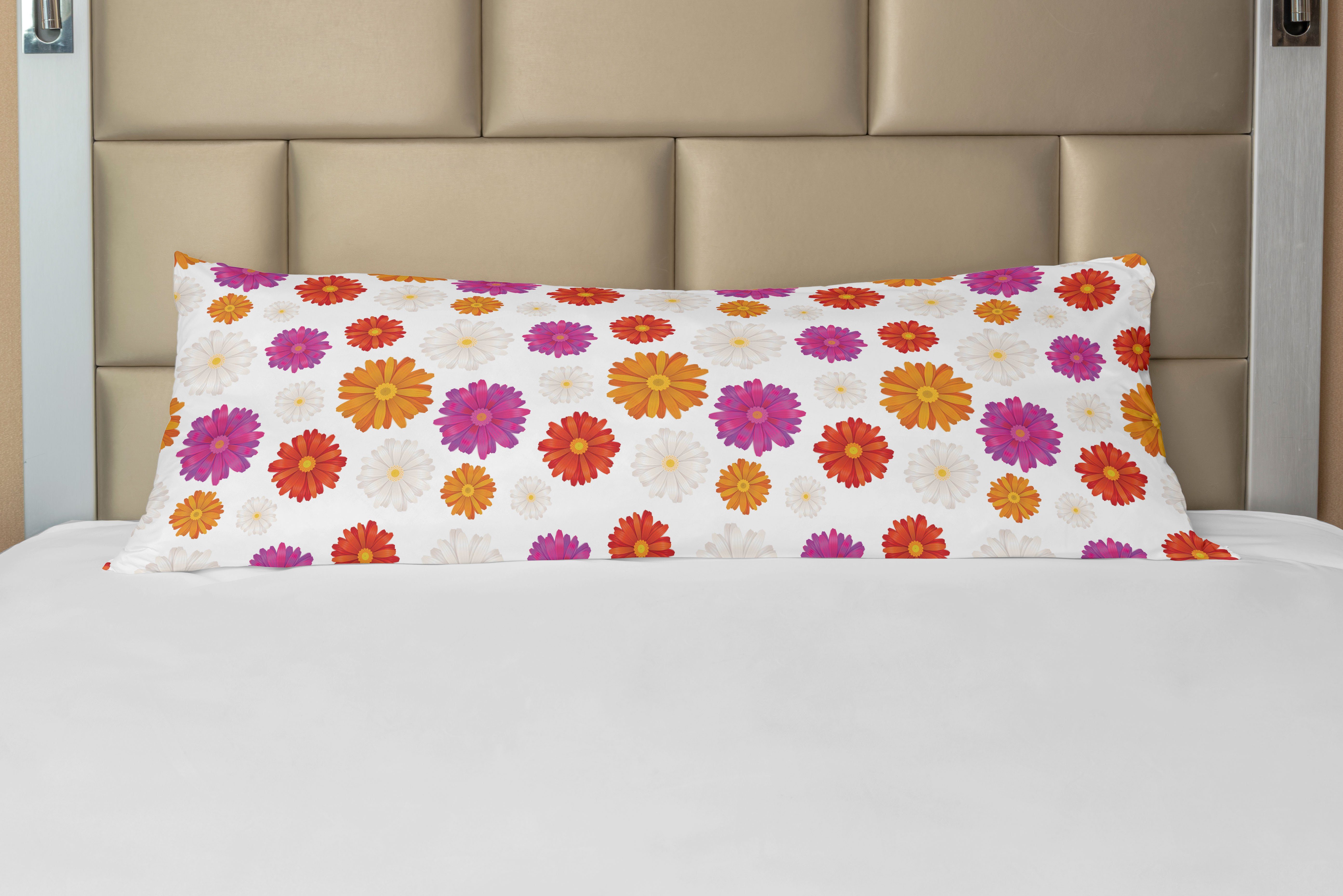 Blüten Seitenschläferkissenbezug Farbe Daisy Abakuhaus, Gerber Deko-Akzent Leuchtende Langer Kissenbezug,